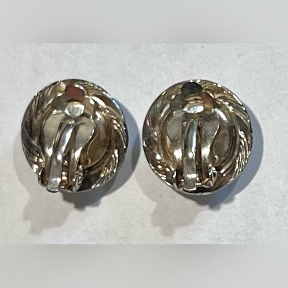 Vintage Sterling Hermatite Cabachon Clip on Earrings early 1900’s - Picture 6 of 8